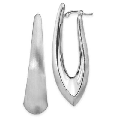 Leslie&#39;s Oval Hoop Earrings Sterling Silver Rhodium-plated Polished &amp; Brushed HB-QLE1281, MPN: QLE1…