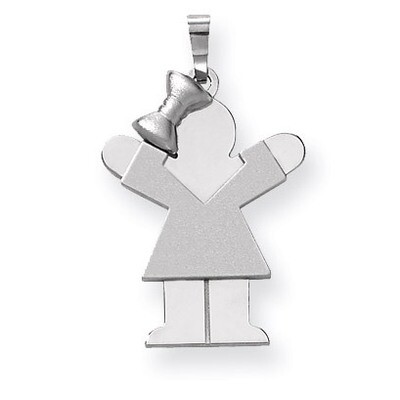 Medium Girl with Bow on Left Engravable Charm 14k White Gold XK319, MPN: XK319, 883957378176