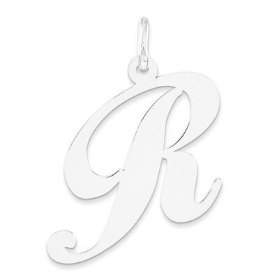 Large Fancy Script Initial R Charm 14k white Gold YC655R, MPN: YC655R, 191101634758