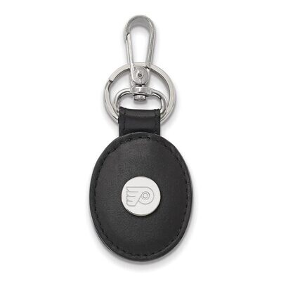 Philadelphia Flyers Black Leather Oval Key Chain Sterling Silver SS011FLY-K1, MPN: SS011FLY-K1, 886…