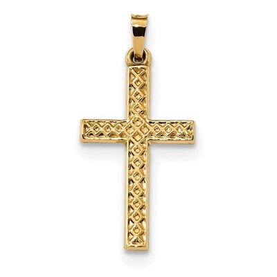 Polished Lattice Textured Cross Pendant 14k Gold XR1575, MPN: XR1575, 886774013114