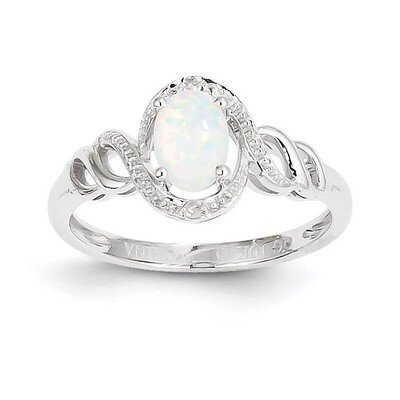 Genuine Opal Diamond Ring 10k White Gold 10XB319, MPN: 10XB319, 883957345451