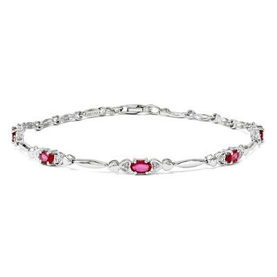 African Ruby and Diamond Bracelet Sterling Silver QX852R, MPN: QX852R, 886774647081
