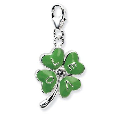 3-D Enameled 4 Leaf Clover Charm Sterling Silver QCC556 by Amore La Vita, MPN: QCC556, 883957335179