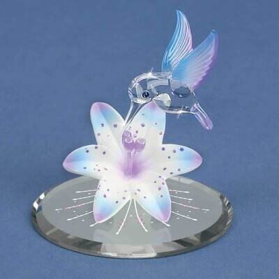 Hummingbird and Blue Lily with Base Glass Figurine GM21697, MPN: GM21697, 708873042164