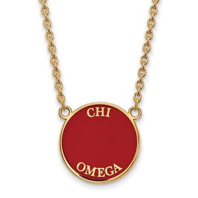 Chi Omega Small Enameled Pendant with 18 Inch Chain Gold-plated Silver GP013CHO-18, MPN: GP013CHO-1…