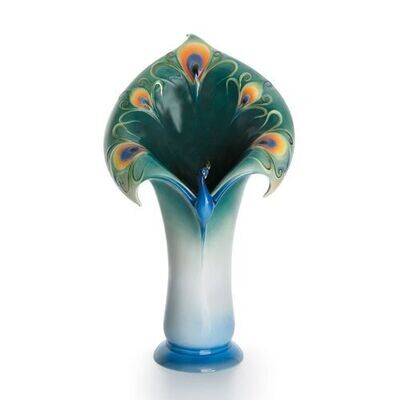 Franz Porcelain Peacock Splendor Vase FZ01210, MPN: FZ01210,