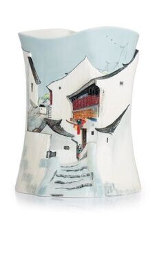 Franz Porcelain Town In River South Vase With Wooden Base Limited Edition 588 FZ02695, MPN: FZ02695,