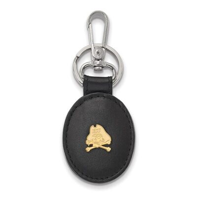 East Carolina University Black Leather Oval Key Chain Gold-plated Silver GP061ECU-K1, MPN: GP061ECU…