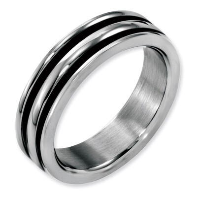 6mm Grooved and Black Rubber Band - Stainless Steel SR149 by Chisel, MPN: SR149, 886774389417
