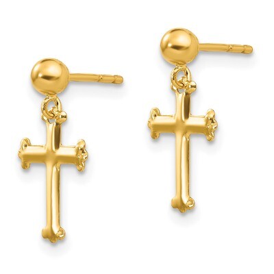 Cross Dangle Post Earrings - 14k Gold SE2348 by Madi K, MPN: SE2348, 886774998435