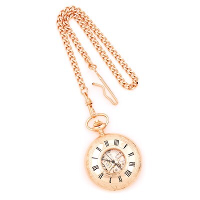 Charles Hubert Rose Gold Finish Brass Window Cover Pocket Watch XWA2754, MPN: XWA2754, 811233016542