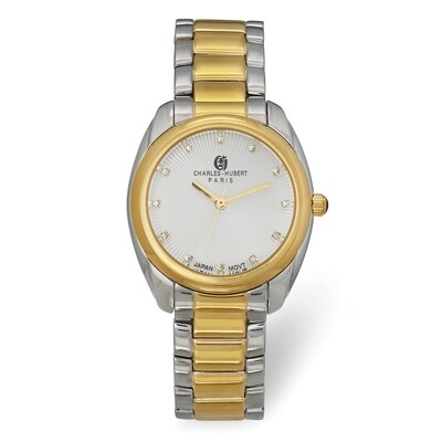 Charles Hubert Ladies 2-tone Stainless Off-white Crystal Dial Watch  XWA6092, MPN: XWA6092, 8488700…