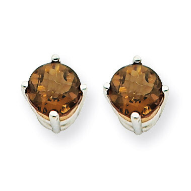 5mm Round Smokey Quartz Earring 14k White Gold XE72WSQ, MPN: XE72WSQ, 883957097558