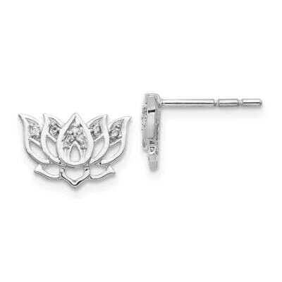 Lotus Flower Earrings 14k White Gold Diamond EM3810-005-WA, MPN: EM3810-005-WA, 883957662305