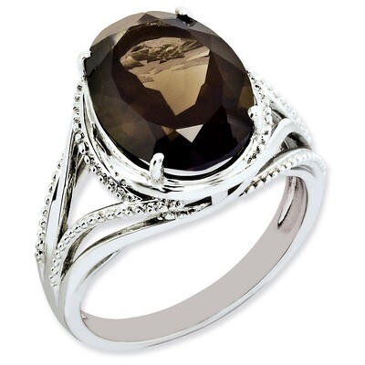 Smoky Quartz Ring Sterling Silver QR3085SQ, MPN: QR3085SQ, 886774190754