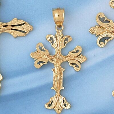 Dazzlers Jewelry Jesus Christ on Cross Pendant Necklace Charm Bracelet in Yellow, White or Rose Gol…