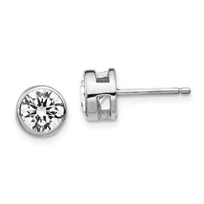 Polished CZ Diamond Stud Earrings Sterling Silver Rhodium Plated QCM1415, MPN: QCM1415, 886774125459