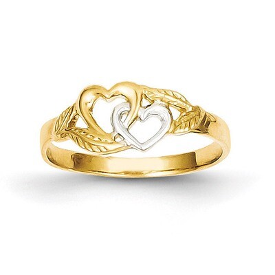 Double Heart Cut-Out Ring 14K Gold &amp; Rhodium K2071, MPN: K2071, 637218042616