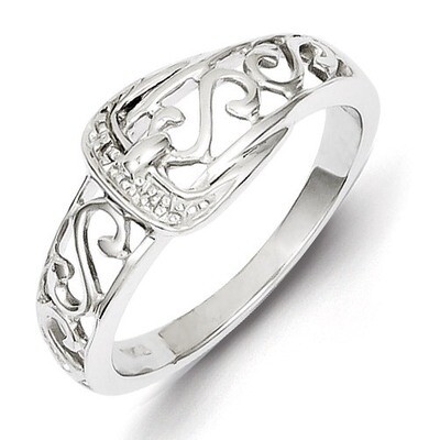 Buckle Ring Sterling Silver Rhodium-plated Diamond QR4895, MPN: QR4895, 883957407777