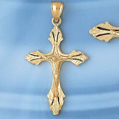 Dazzlers Jewelry Jesus Christ on Cross Pendant Necklace Charm Bracelet in Yellow, White or Rose Gol…