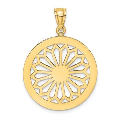 Retro Diasy In Round Frame Gate Jewelry Charm 14k Gold K7333, MPN: K7333, 637218130917