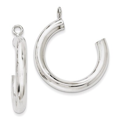 Tube Hoop Earring Jackets 14k White Gold Polished XWJ6, MPN: XWJ6, 883957299136