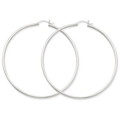 2mm Round Hoop Earrings 10k White Gold 10T836, MPN: 10T836, 883957895611