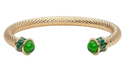 Halcyon Days Salamander Emerald Gold Torque Bangle Bracelet BRSAL09STG, MPN: BRSAL09STG,