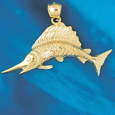 Dazzlers Jewelry Marlin Sailfish Pendant Necklace Charm Bracelet in Yellow, White or Rose Gold 530,…