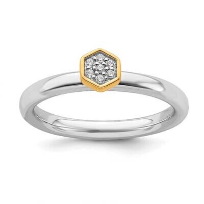 Diamond Ring Sterling Silver &amp; Gold-plated QSK2180, MPN: QSK2180, 191101214011