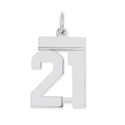 Pendant Number 21 Polished Sterling Silver Small QSS21, MPN: QSS21, 883957100708
