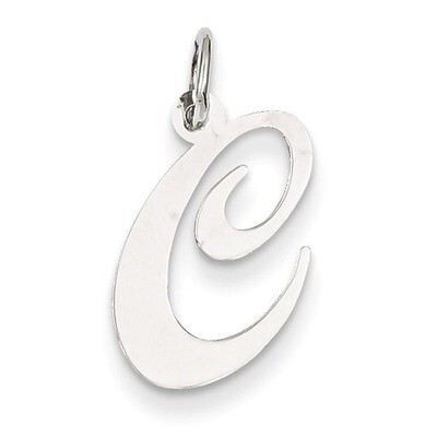 Medium Fancy Script Initial C Charm 14k White Gold YC653C, MPN: YC653C, 883957029986