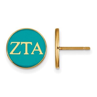 Zeta Tau Alpha Enameled Post Earrings Gold-plated Silver GP031ZTA, MPN: GP031ZTA, 886774934792