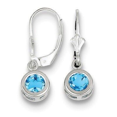 6mm Round Blue Topaz Leverback Earrings Sterling Silver QE2041BT, MPN: QE2041BT, 883957226965