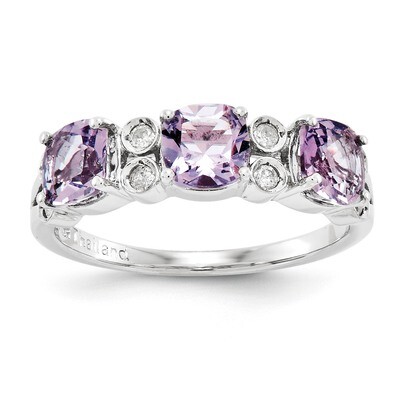 Pink Quartz Ring Sterling Silver Diamond QR3074PQ, MPN: QR3074PQ, 883957243009