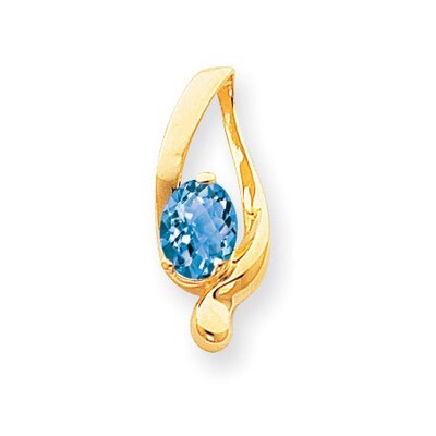 Blue Topaz Checker slide 14k Gold 8x6mm Oval XS197BC, MPN: XS197BC, 883957270357