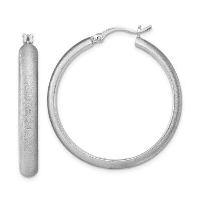 Leslie&#39;s Matte Textured Hoop Earrings Sterling Silver Rhodium-plated HB-QLE1326, MPN: QLE1326, 1911…