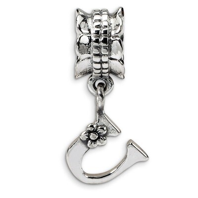 Letter U Dangle Bead - Sterling Silver QRS1400U, MPN: QRS1400U, 883957304342