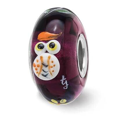 Whooo! Fenton Glass Bead Sterling Silver Hand Painted QRS3884, MPN: QRS3884, 19727658623