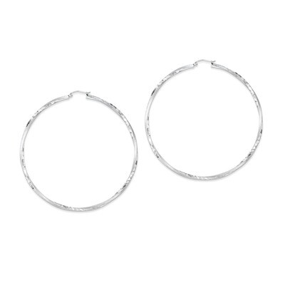 Satin Finished Twisted Hoop Earrings Sterling Silver Rhodium-plated QE4608, MPN: QE4608, 8839579322…