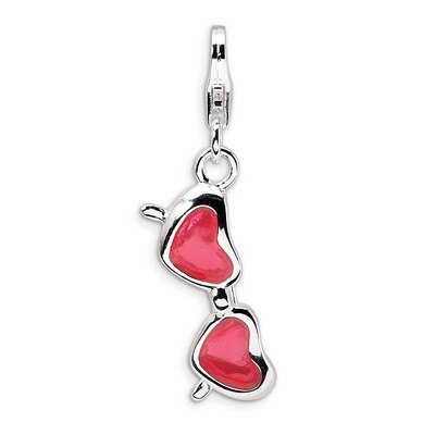 Coral Heart SunglaSterling Silveres Charm Sterling Silver Enameled QCC235 by Amore La Vita, MPN: QC…