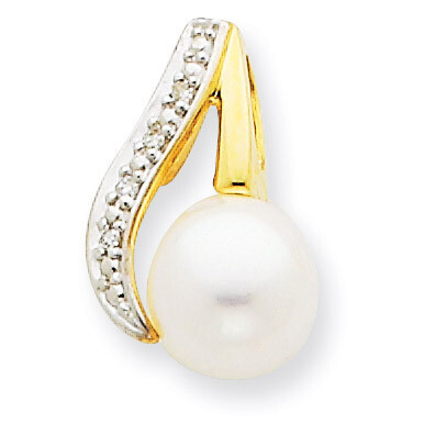 Diamond (7-8mm) Button Cultured Pearl Pendant 14k Gold XCH663, MPN: XCH663, 883957375021