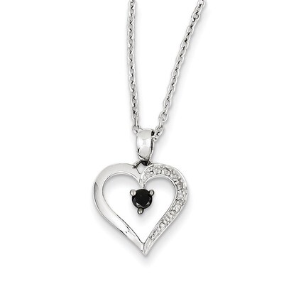 Black and White Diamond Heart Pendant Sterling Silver QP2335, MPN: QP2335, 886774310572