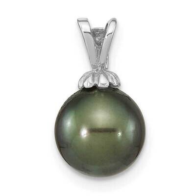 8-9mm Round Black Saltwater Tahitian Pearl Pendant 14k White Gold XF761, MPN: XF761,