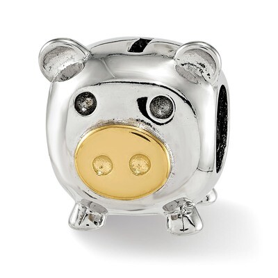 Polished Gold-plated Nose Pig Bead Sterling Silver QRS3851, MPN: QRS3851, 191101789014