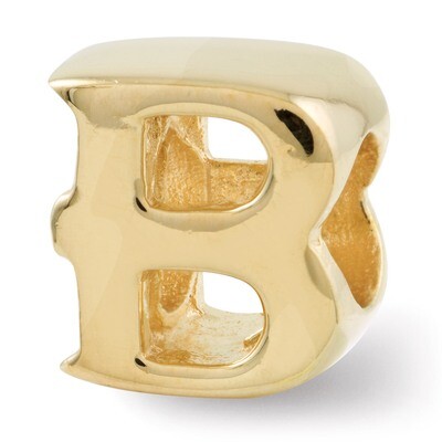 Gold-plated Letter B Bead - Sterling Silver QRS468BGP, MPN: QRS468BGP, 886774992013