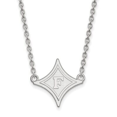 Furman University Large Pendant with Chain Necklace 14k White Gold 4W010FUU-18, MPN: 4W010FUU-18, 8…
