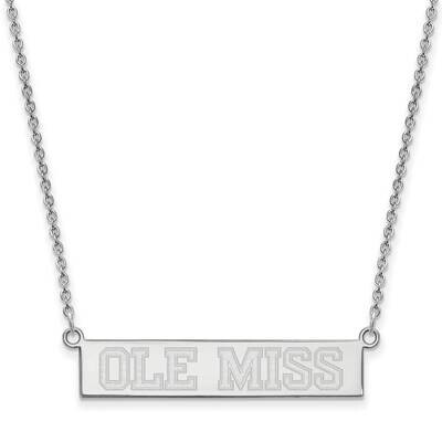University of Mississippi Small Bar Necklace Ole Miss Sterling Silver Rhodium-plated SS085UMS-18, M…