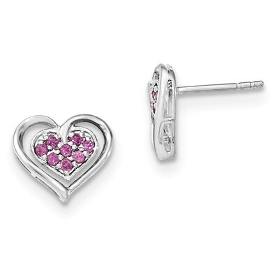 Rhodolite Garnet Heart Post Earrings Sterling Silver QE12628RG